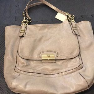 Large leather Coach cream/gold purse